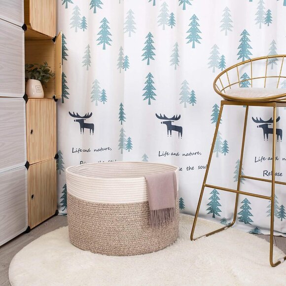 Extra Large 22 x 14in Decorative Blanket Basket for Living Room, Laundry Basket, - Picture 2 of 9